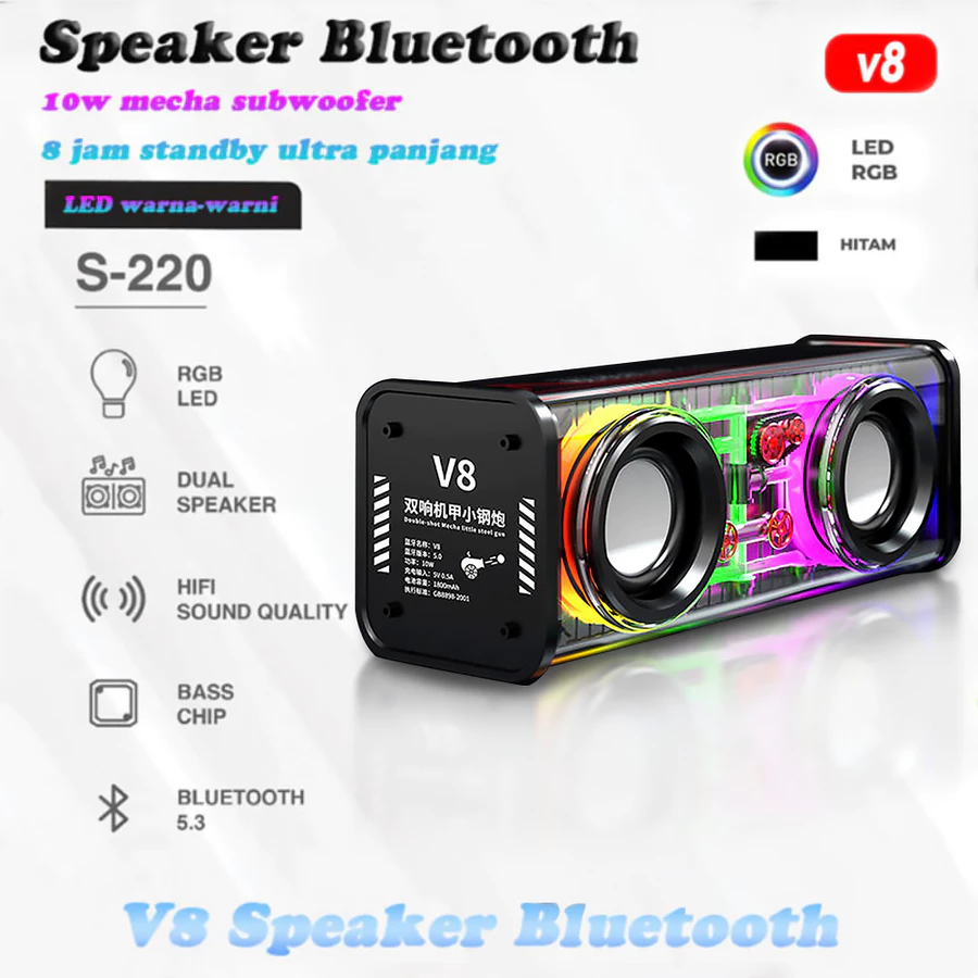 Cyberpunk Mecha Speaker V8 Double Subwoofer